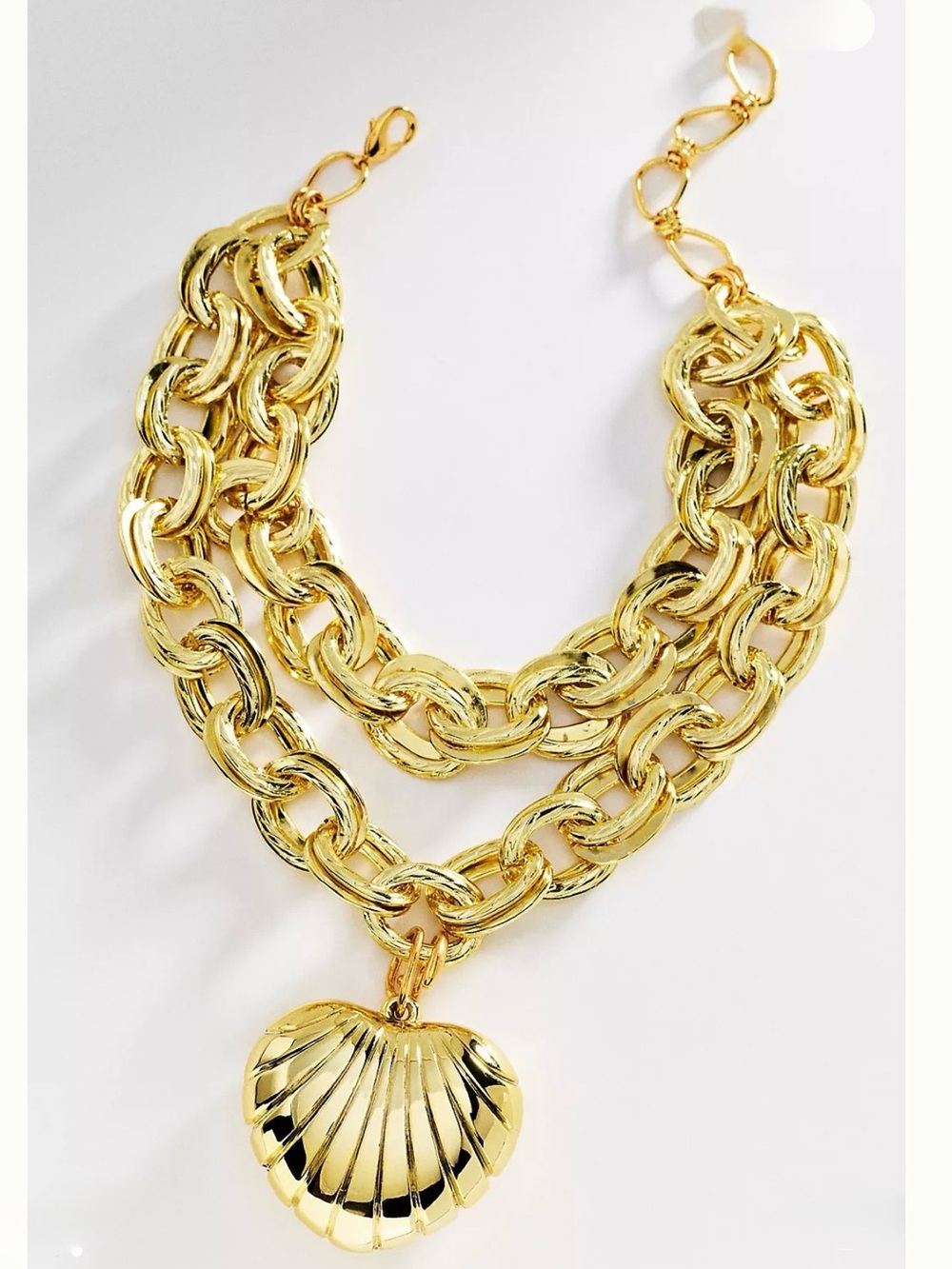 Anthropologie Gold Plated Chunky Heart Link Necklace